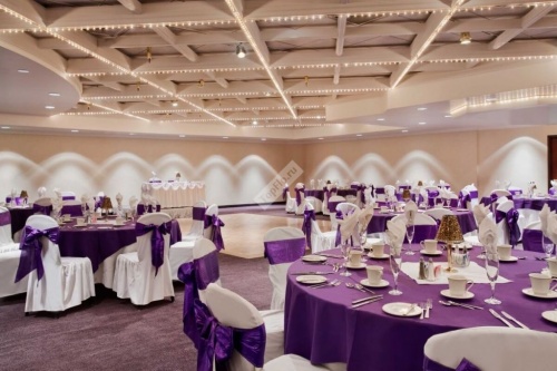 Оформление свадебного зала в фиолетовом цвете