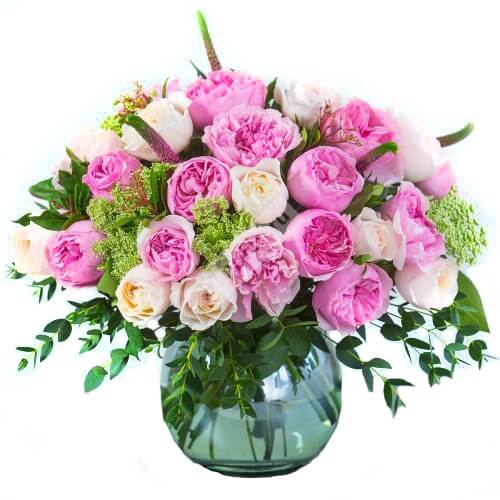 Букет с бело розовыми розами Дэвида остина