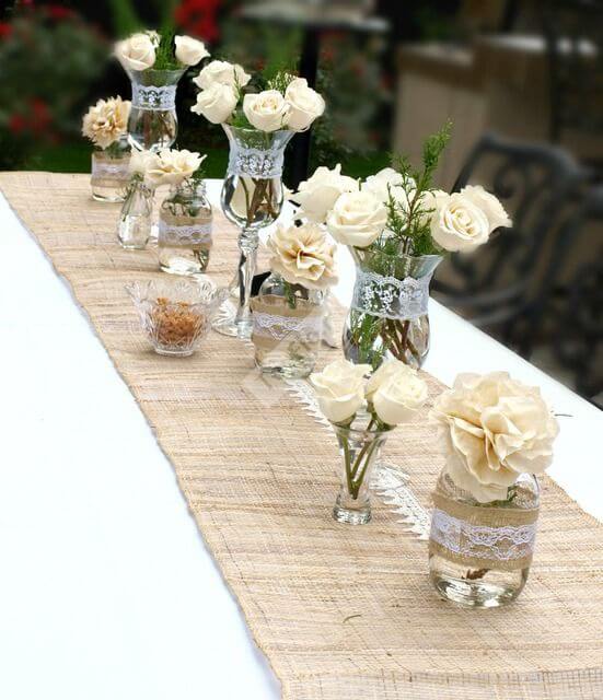 Украшение столов гостей на свадьбу в бежевом цвете от TopFlo: заказывайте  скидки уже сейчас!