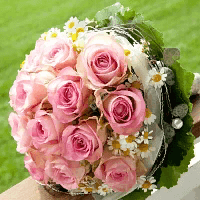 Букет невесты розовый с розой и камиллой