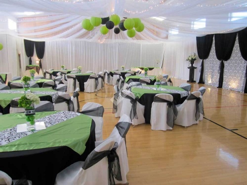 Оформление зала свадьбы в черно зеленых тонах