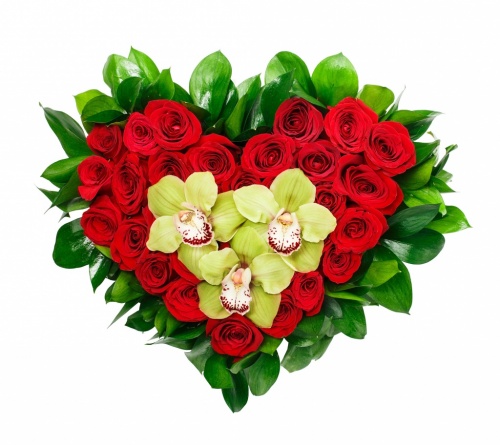 Розы в коробочке в форме сердца