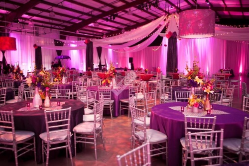 Оформление зала свадьбы в розово сиреневых тонах