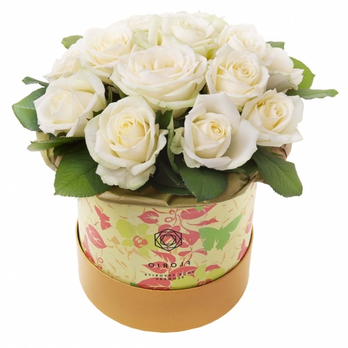 Белые розы в коробке тиффани