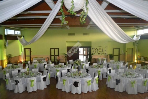 Оформление зала свадьбы с салатовыми элементами