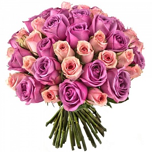 Букет из 51 сиреневой и розовой розы Рассвет над Босфором