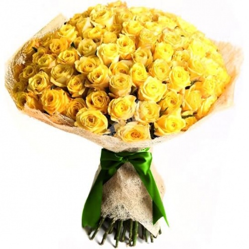 Букет из 101 жёлтой розы в упаковке