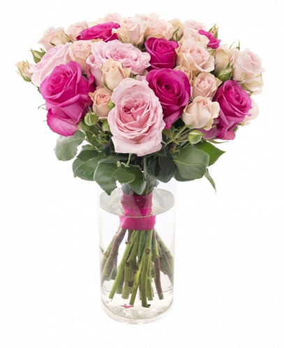 Букет нежно-розовых кустовых роз