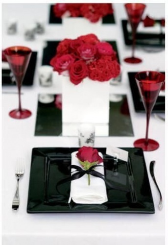 Украшение свадебного стола в красно черно белых тонах