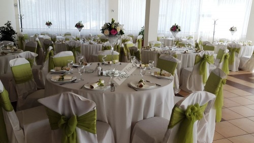 Оформление зала свадьбы в салатовых тонах