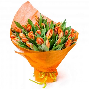 Букет Лео из 25 оранжевых тюльпанов