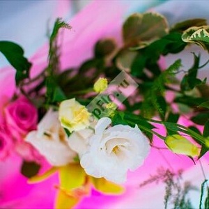 Цветочная арка в розовых тонах с орхидеей