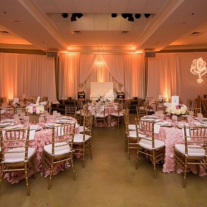 Оформление зала свадьбы в нежно розовом цвете