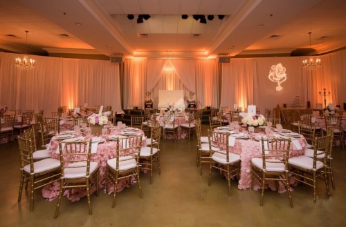 Оформление зала свадьбы в нежно розовом цвете