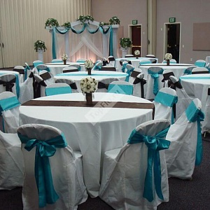 Оформление зала свадьбы в бирюзово коричневых тонах