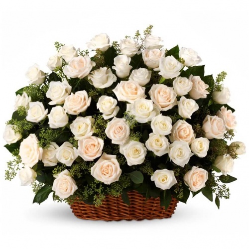 Цветочная композиция из 101 белой розы
