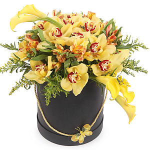 Букет из жёлтой орхидеи с альстромерией