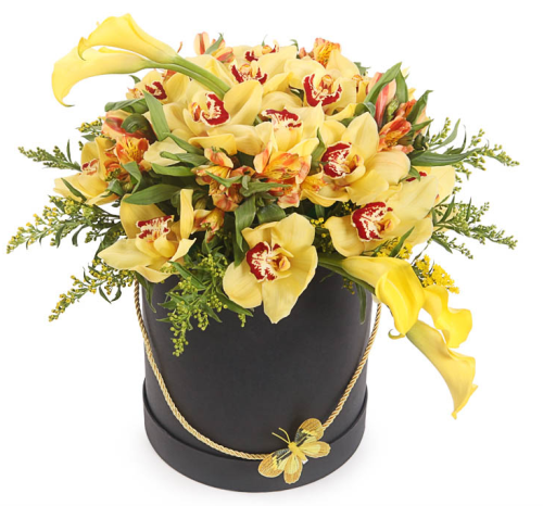 Букет из жёлтой орхидеи с альстромерией