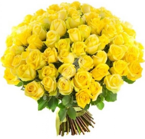 Букет из 101 жёлтой розы 50 см