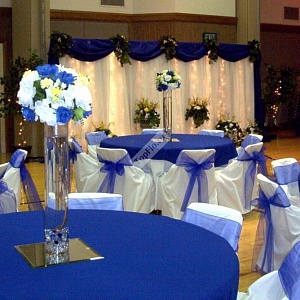 Оформление свадьбы в сине белом цвете